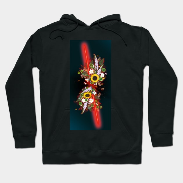 Floral laser sword Double Red Hoodie by sempaiko